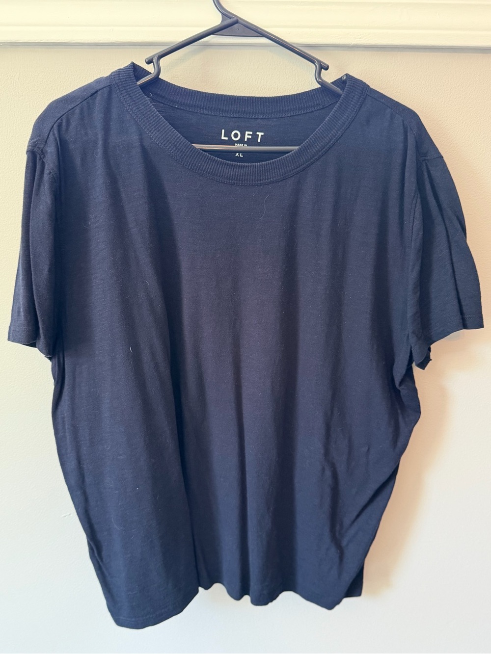 LOFT Navy Short Sleeve Crewneck Tee
